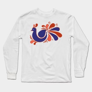 Purple Peacock - Multicolored Peacock Design Long Sleeve T-Shirt